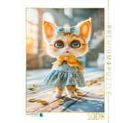 Puzzle · Mignon Minou en Petite Robe Verte | Mignon minou en petite robe verte · 1000 pièces · Format assemblé 64 × 48 cm · CALVENDO Puzzle
