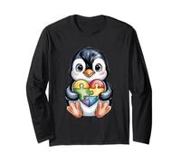 Puzzle Mignon Pingouin en Forme de cœur pour Sensibilisation à l'Autisme Manche Longue