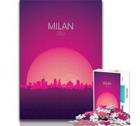 Puzzle Milan Italie 1000 pièces pour Adultes et Adolescents, Jeu de Quiz, décoration Murale, Cadeaux d'anniversaire et de Noël Uniques 50x75cm