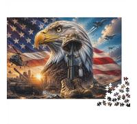 Puzzle Mini 1000 Pièces Aigle Drapeau Militaire pour Adultes | 70x50cm Carton Décor de Salon Coupe Précise Cadeau Anniversaire Détente Esprit