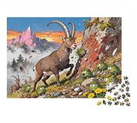 Puzzle Mini 1000 Pièces Bouquetin Paysage pour Adultes | 52x38cm Carton, Décor de chambre, Coupe précise, Cadeau de rassemblement, Détente mentale
