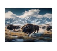 Puzzle Mini 1000 Pièces Buffle Montagne pour Adultes | 70x50cm Carton, Décoration Maison, Coupe Précise, Cadeau Anniversaire, Détente Esprit