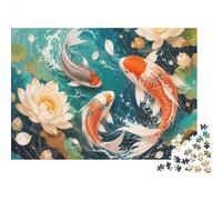Puzzle Mini 1000 Pièces Carpe Lotus pour Adultes | 52x38cm Carton Décoration Maison Coupe Précise Cadeau Anniversaire Détente