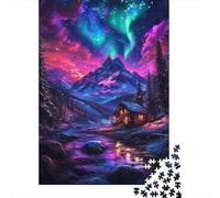 Puzzle Mini 1000 Pièces Chalet Montagne Aurore pour Adultes