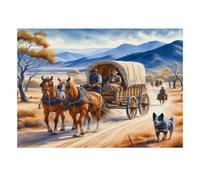 Puzzle Mini 1000 Pièces Chariot Chevaux Paysage pour Adultes