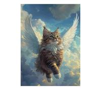 Puzzle Mini 1000 Pièces Chat Ailé pour Adultes | 70x50cm Carton, Décoration Maison, Coupe Précise, Cadeau Réunion, Détente Esprit