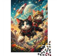 Puzzle Mini 1000 Pièces Chat Espace Aventure pour Adultes