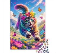 Puzzle Mini 1000 Pièces Chat Fleurs pour Adultes