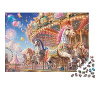 Puzzle Mini 1000 Pièces Chevaux de Manège pour Adultes | 52x38cm Carton Décoration Salon Coupe Précise Cadeau Anniversaire Détente