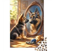Puzzle Mini 1000 Pièces Chien Miroir pour Adultes | 52x38cm Carton, Décor Maison, Coupe Précise, Cadeau Réunion, Détente Esprit
