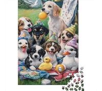 Puzzle Mini 1000 Pièces Chiens Canards Adultes | 38x26cm Carton Décor Maison Coupe Précise Cadeau Anniversaire Détente