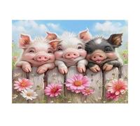 Puzzle Mini 1000 Pièces Cochon Clôture Fleur pour Adultes | 38x26cm Papier, Décoration Maison, Coupe Précise, Cadeau Anniversaire, Détente Esprit