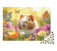 Puzzle Mini 1000 Pièces Cochon d'Inde Fleurs pour Adultes