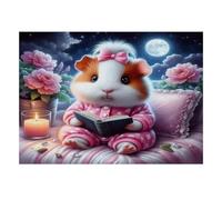 Puzzle Mini 1000 Pièces Cochon d'Inde Lune Fleurs pour Adultes