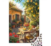 Puzzle Mini 1000 Pièces Cour Jardin pour Adultes | 70x50cm Carton, Décoration Maison, Coupe Précise, Cadeau Réunion, Détente Esprit