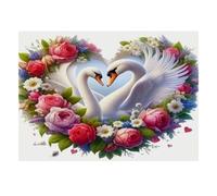 Puzzle Mini 1000 Pièces Cygne Fleurs pour Adultes | 70x50cm Carton, Décor Salon, Structure Durable, Cadeau Anniversaire, Relaxation