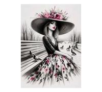 Puzzle Mini 1000 Pièces Dame Élégante pour Adultes | 70x50cm Carton, Décor Salon, Artisanat Premium, Cadeau Anniversaire, Relaxation Esprit