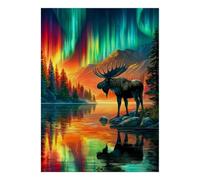 Puzzle Mini 1000 Pièces Élan Lac Aurore pour Adultes