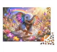 Puzzle Mini 1000 Pièces Éléphant Arc-en-Ciel pour Adultes | 38x26cm Carton Décor Maison Coupe Précise Cadeau Anniversaire Détente