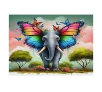 Puzzle Mini 1000 Pièces Éléphant Papillon pour Adultes | 38x26cm Carton, Décor Maison, Structure Durable, Cadeau Anniversaire, Détente Esprit