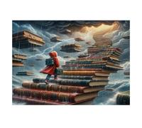 Puzzle Mini 1000 Pièces Escalier Livres pour Adultes | 52x38cm Carton, Décor Bureau, Structure Durable, Cadeau Anniversaire, Détente Esprit