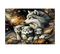Puzzle Mini 1000 Pièces Famille de Loups pour Adultes | 70x50cm Papier, Décor de Chambre, Coupe Précise, Cadeau Anniversaire, Détente d'Esprit
