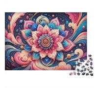 Puzzle Mini 1000 Pièces Fleur Mandala pour Adultes | 38x26cm Carton Décoration Salon Coupe Précise Cadeau Anniversaire Détente