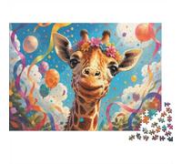 Puzzle Mini 1000 Pièces Girafe Ballons pour Adultes | 38x26cm Carton Décor de Chambre Coupe Précise Cadeau Anniversaire Détente