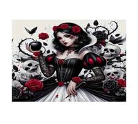Puzzle Mini 1000 Pièces Gothique Roses Crânes pour Adultes | 38x26cm Carton, Décor Maison, Coupe Précise, Cadeau Anniversaire, Détente Esprit