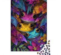 Puzzle Mini 1000 Pièces Grenouille Fleurs pour Adultes