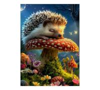 Puzzle Mini 1000 Pièces Hérisson Champignon Forêt pour Adultes | 70x50cm Carton Décor Maison Coupe Précise Cadeau Anniversaire Relaxation