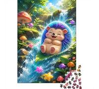 Puzzle Mini 1000 Pièces Hérisson Champignon Ruisseau pour Adultes | 52x38cm Carton, Décor Maison, Coupe Précise, Cadeau Réunion, Détente Esprit