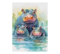 Puzzle Mini 1000 Pièces Hippopotame pour Adultes | 38x26cm Carton, Décoration Maison, Coupe Précise, Cadeau Anniversaire, Détente