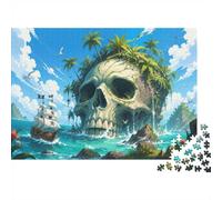 Puzzle Mini 1000 Pièces Île Crâne Bateau pour Adultes