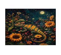 Puzzle Mini 1000 Pièces Lézard Fleurs pour Adultes | 38x26cm Papier, Décoration Maison, Coupe Précise, Cadeau Réunion, Détente Esprit