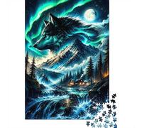 Puzzle Mini 1000 Pièces Loup Montagne Rivière pour Adultes | 38x26cm Carton, Décoration Maison, Coupe Précise, Cadeau Réunion, Détente Esprit