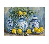 Puzzle Mini 1000 Pièces Nature Morte Vase Citron pour Adultes | 38x26cm Carton, Décoration de la maison, Coupe précise, Cadeau d'anniversaire, Détente mentale