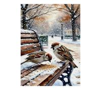 Puzzle Mini 1000 Pièces Oiseaux Banc Hiver pour Adultes | 70x50cm Carton, Décoration Maison, Coupe Précise, Cadeau Réunion, Détente Esprit