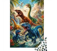 Puzzle Mini 1000 Pièces pour Adultes Dinosaure Volcan Forêt Idée Cadeau