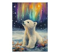 Puzzle Mini 1000 Pièces pour Adultes Ours Aurore Neige Idée Cadeau
