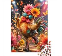 Puzzle Mini 1000 Pièces pour Adultes Poulet Fleur Microphone Cadeau | 70x50cm Carton Amateurs De Puzzles Lien Familial Puzzle Intellectuel Cadeau D'anniversaire Décor Salon