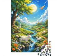 Puzzle Mini 1000 Pièces Prairie Chèvre pour Adultes | 52x38cm Carton Décor Maison Découpe Précise Cadeau Anniversaire Détente