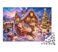 Puzzle Mini 1000 Pièces Scène de Noël pour Adultes | 38x26cm Papier, Décoration de la maison, Coupe précise, Cadeau de rassemblement, Détente mentale
