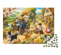 Puzzle Mini 1000 Pièces Scène de Village pour Adultes | 38x26cm Carton, Décoration Maison, Coupe Précise, Cadeau Anniversaire, Détente Esprit