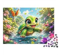 Puzzle Mini 1000 Pièces Tortue Fleurs pour Adultes