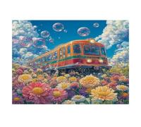 Puzzle Mini 1000 Pièces Train Fleurs Bulles pour Adultes | 38x26cm Carton, Décoration Maison, Coupe Précise, Cadeau Réunion, Détente Esprit