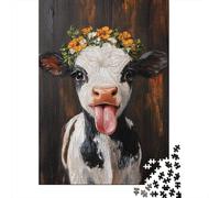 Puzzle Mini 1000 Pièces Vache Fleurs pour Adultes