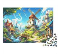 Puzzle Mini 1000 Pièces Village Moulin à Vent pour Adultes | 38x26cm Papier, Décor de Chambre, Coupe Précise, Cadeau Anniversaire, Détente Esprit