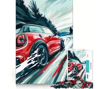 Puzzle Mini Cooper Racing Rouge 1000 pièces pour Adultes, Jeu de réflexion, Divertissement paisible, pièce de Collection aux découpes soignées (38x52cm)