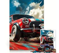 Puzzle Mini Cooper Racing Rouge pour Adultes, 1000 pièces, Jeu Intelligent et Amusant, Motif Assembler, Cadeau précieux (38x26cm)